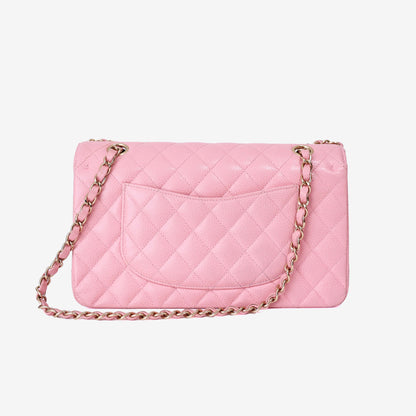 Chanel Classic Double Flap Medium in Barbie Pink Caviar Leather with Gold Hardware back view