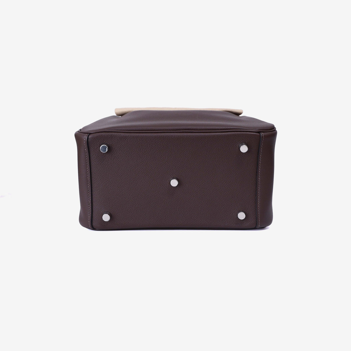 Hermès Lindy 26 in Moka Evercolor Leather with Palladium Hardware bottom view