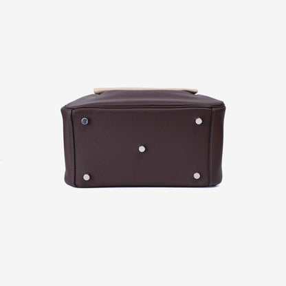 Hermès Lindy 26 in Moka Evercolor Leather with Palladium Hardware bottom view