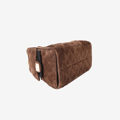 Chanel 26K 25 Hobo Bag Small in Brown Suede with Gold Hardware