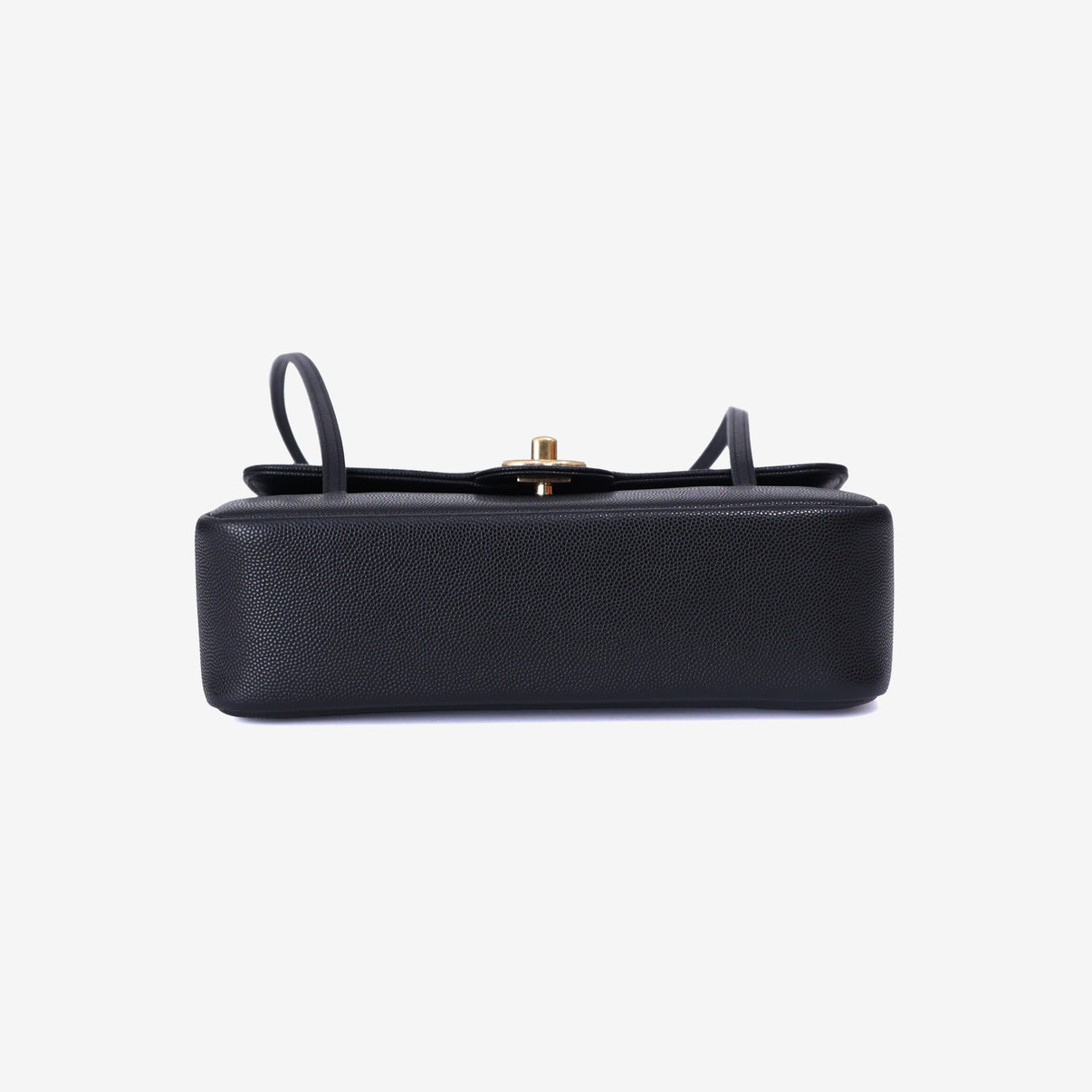 Chanel 26P Preppy Flap Small Bag in Black Calfskin Leather with Gold Hardware bottom view