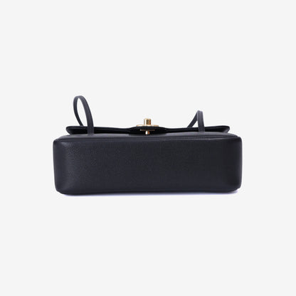 Chanel 26P Preppy Flap Small Bag in Black Calfskin Leather with Gold Hardware bottom view