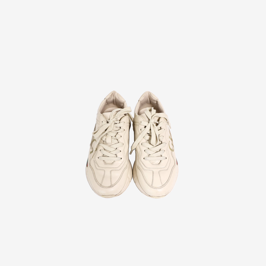 Gucci Rhyton Sneakers in Ivory Calf Leather (Size 37)