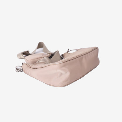 Prada Re-Edition 2005 Re-Nylon Bag in Beige with Silver Hardware