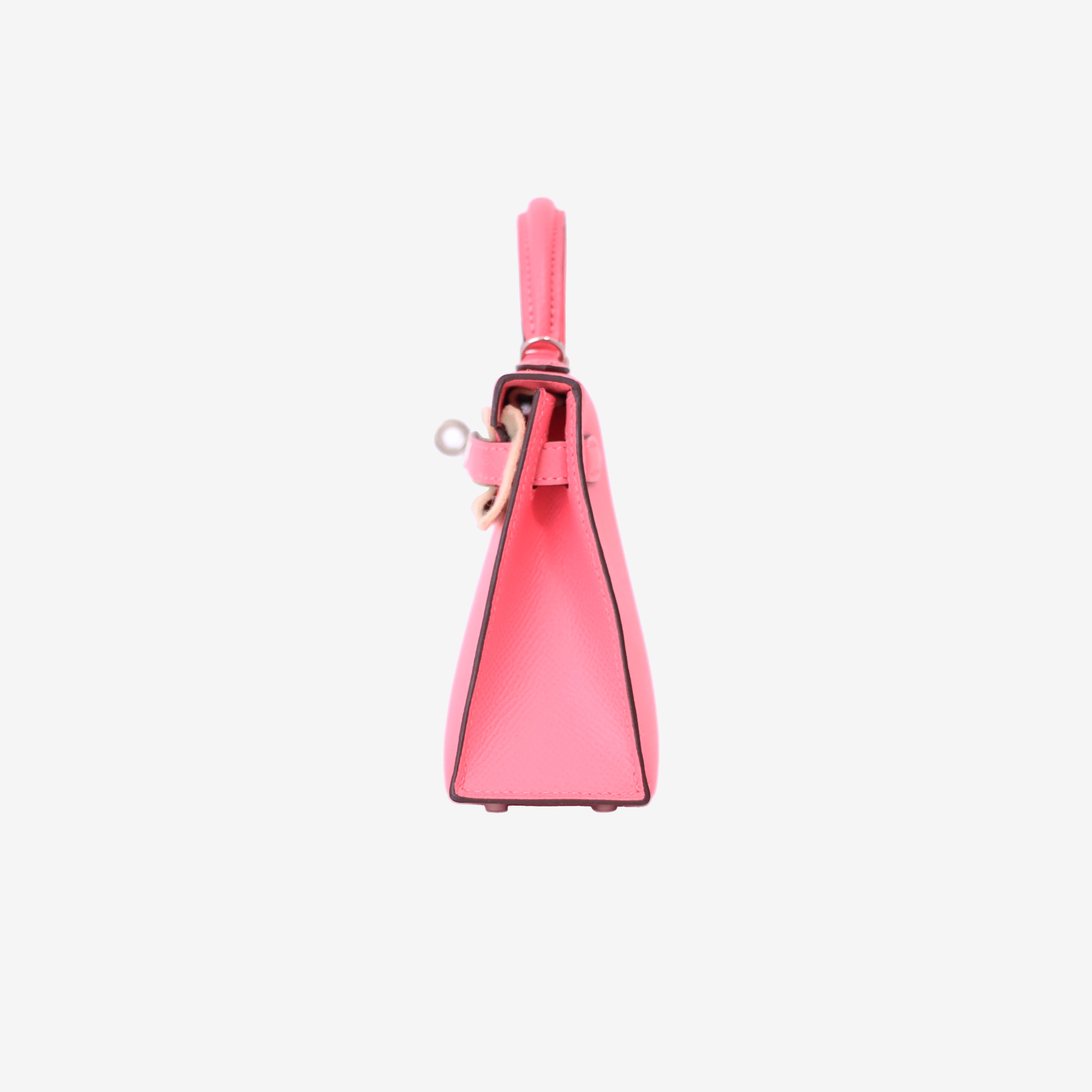 Hermès Mini Kelly 20 in Rose Azalée Epsom Leather with Palladium Hardware side view