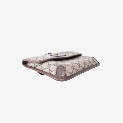 Gucci Neo Vintage Belt Bag in GG Supreme Canvas with Brown Calf Leather and Antique Gold Hardware