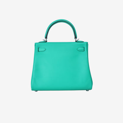 Hermès Kelly 25 in Vert Comics Swift Leather with Palladium Hardware back view
