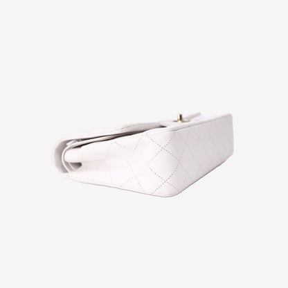 Chanel Medium Classic Double Flap Bag in White Caviar Leather with Gold Hardware