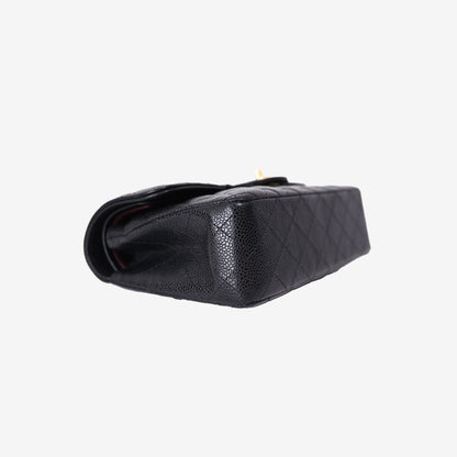 Chanel Small Classic Flap Bag in Black Caviar Leather with Gold Hardware