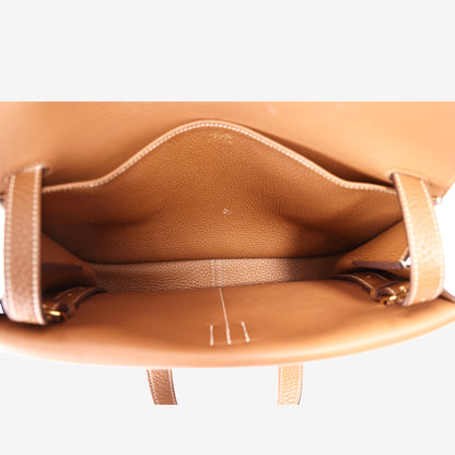 Hermès Halzan 31 Bag in Gold Clemence Leather with Gold Hardware