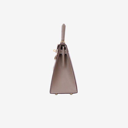 Hermès Kelly 28 in Etoupe Epsom Leather with Gold Hardware side view