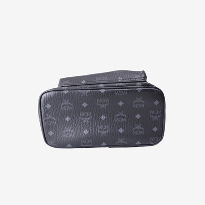 MCM Stark Side Studs Backpack in Black Visetos Coated Canvas with Gunmetal Hardware
