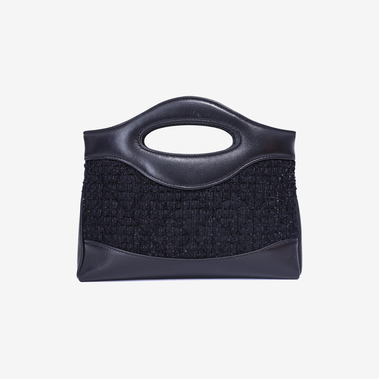 Chanel 31 Clutch with Chain Black Tweed & Lambskin Leather with Gold Hardware back view