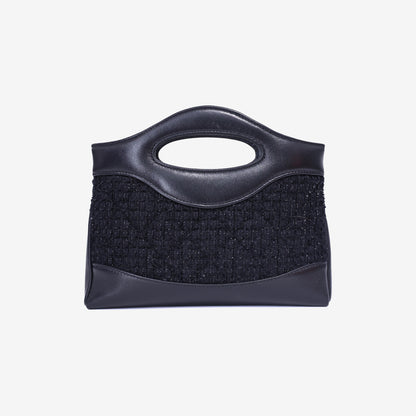 Chanel 31 Clutch with Chain Black Tweed & Lambskin Leather with Gold Hardware back view