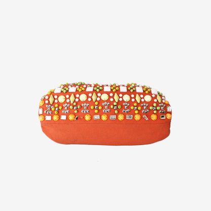 Chloé Vintage Canvas Bag in Orange with Silver Hardware and Beaded Detailing