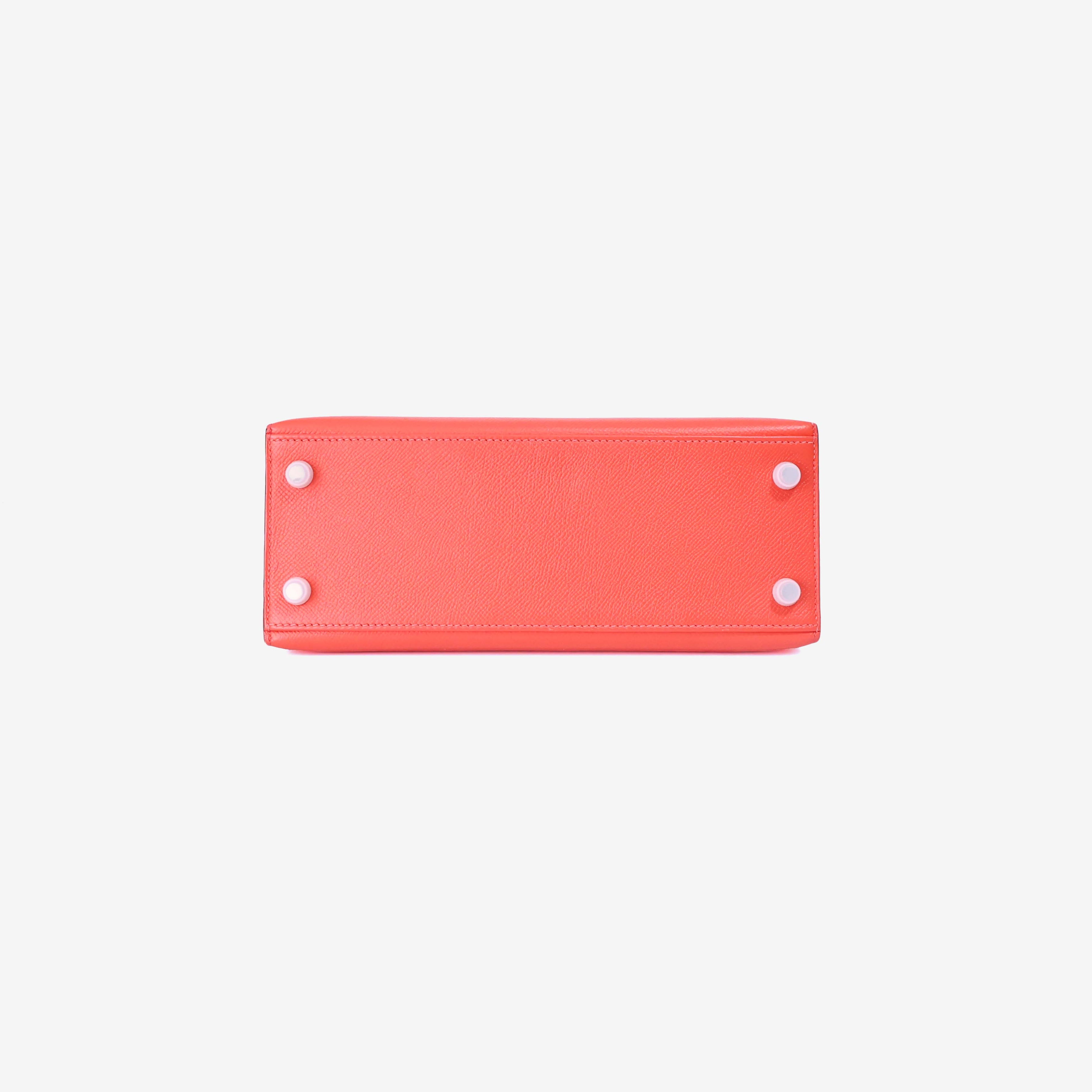 Hermès Kelly 28 in Rose Jaipur Epsom Leather with Palladium Hardware bottom view