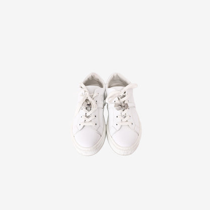 Hermès Day Sneakers in Blanc Calfskin Leather with Palladium-Plated Kelly Buckle (Size 39)