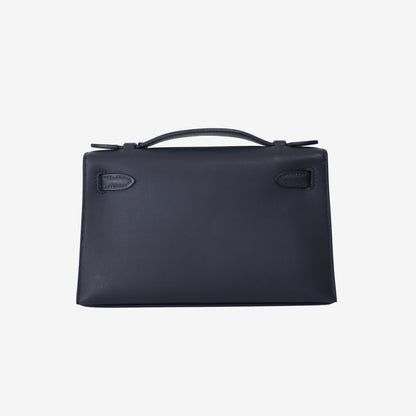 Hermès Kelly Pochette in Noir Swift Leather with Palladium-Plated Hardware (Contact to Enquire)