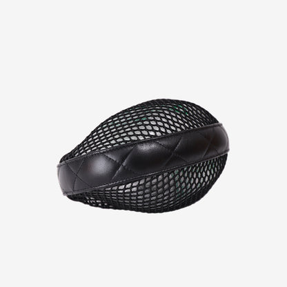 Chanel Mesh Mini Round Hobo Pouch Bag in Black Mesh with Gold Hardware