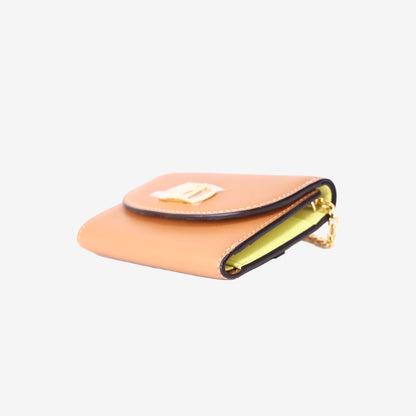 MCM Mode Travia Mini Chain Wallet in Brown Nappa Leather with Gold Hardware