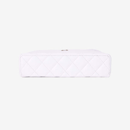 Chanel Lining LP Vanity Case in White Caviar Leather in Gold Hardware