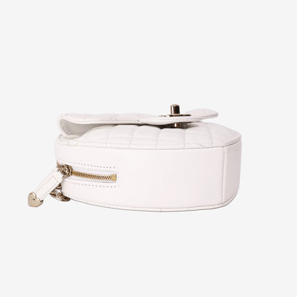 Chanel Heart Bag in White Lambskin with Gold Hardware