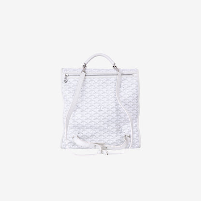 Goyard Saint Léger Backpack in White Goyardine Canvas with Chevroches Calfskin Trim with Silver Hardware back view