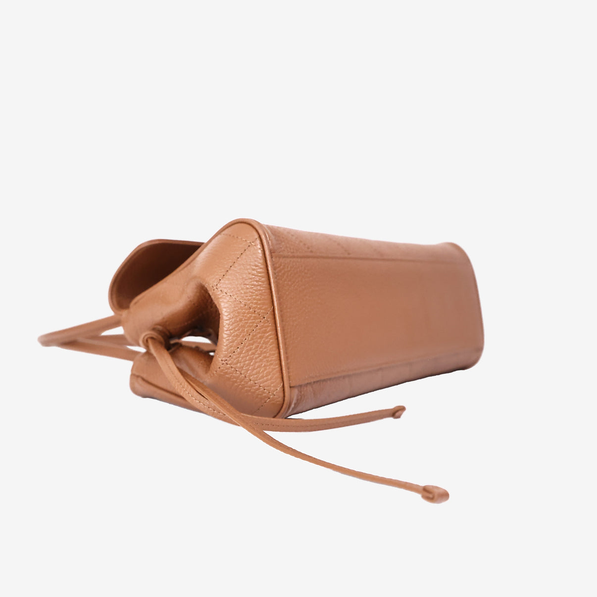 Chanel 26S Shopping Bag in Camel Brown Calfskin Leather with Gold Hardware bottom side view