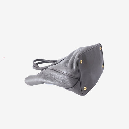 Prada Vitello Daino Leather Top Handle Tote Bag in Grafite Calfskin Leather with Shoulder Strap