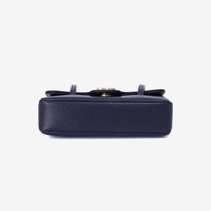 Chanel 26P Preppy Flap Mini in Navy Calfskin Leather with Gold Hardware bottom view