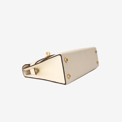 Hermès Mini Kelly 20 in Nata Epsom Leather with Gold-Plated Hardware