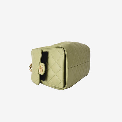 Chanel 25 Hobo Bag Small in Green Caviar Leather with Gold Hardware
