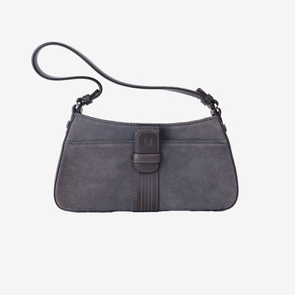 Loewe Suede Anagram Baguette Shoulder Bag in Grey Calfskin Suede