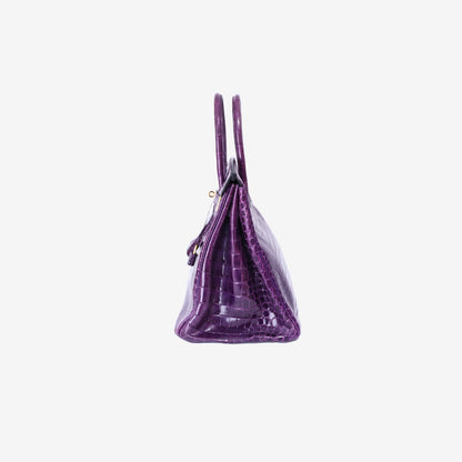 Hermès Birkin 35 in Amethyst Porosus Crocodile Leather side view