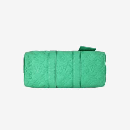 Louis Vuitton Keepall Bandoulière 25 Bag in Green Monogram Taurillon Leather with Silver Hardware
