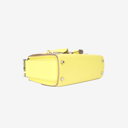 Hermès New Drag 22 in Lime Yellow Evercolor Leather with Palladium Hardware bottom side view