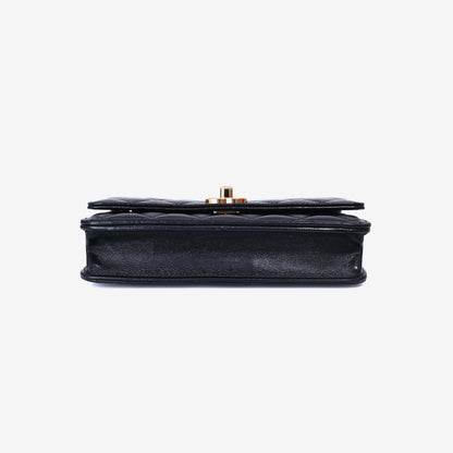 Chanel Wallet on Chain in Black Lambskin Leather with Gold Hardware bottom view