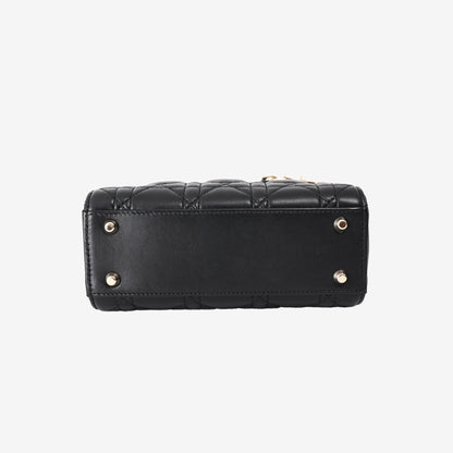 Dior Mini Lady Dior Bag in Black Lambskin Leather with Gold Hardware