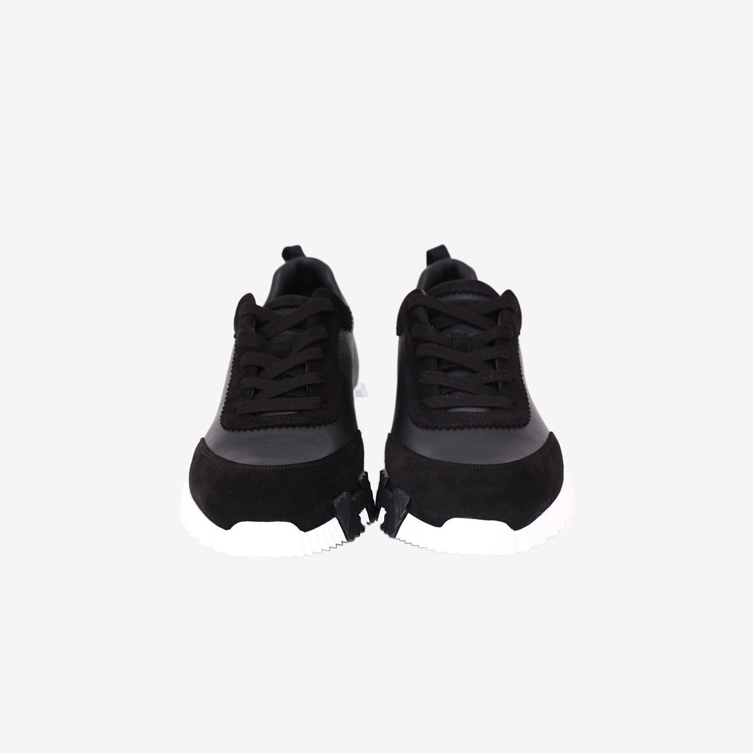 Hermès Bouncing Sneakers in Noir Calfskin and Suede Goatskin front view