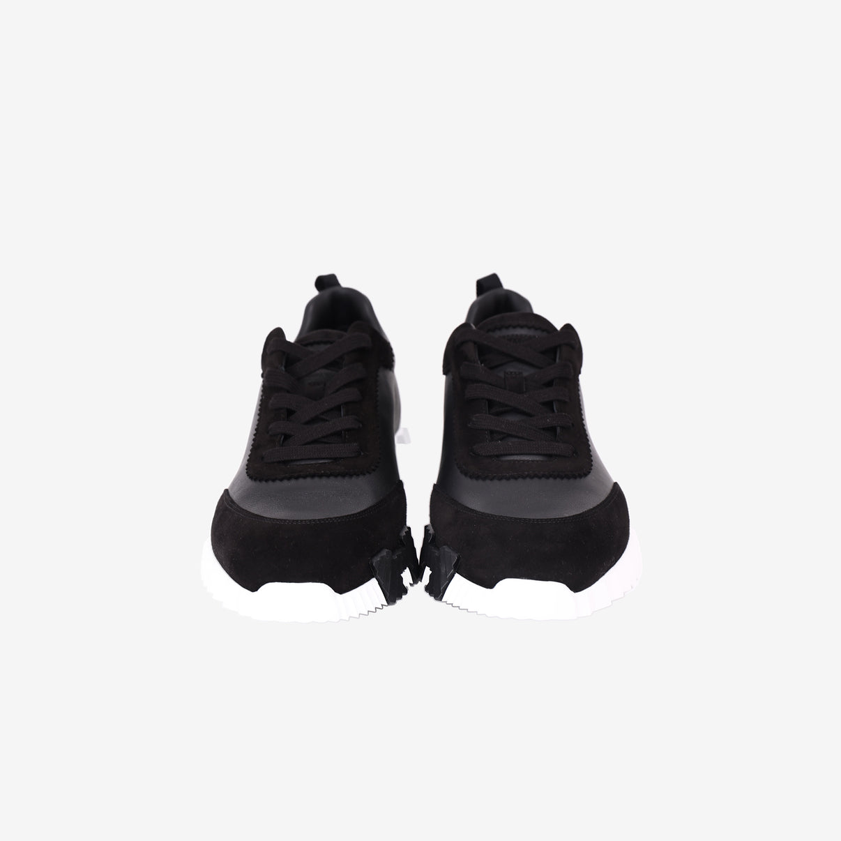Hermès Bouncing Sneakers in Noir Calfskin and Suede Goatskin front view