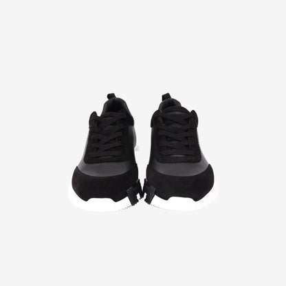 Hermès Bouncing Sneakers in Noir Calfskin and Suede Goatskin front view