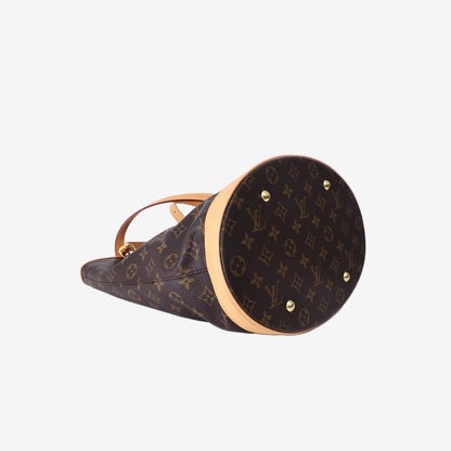 Louis Vuitton Monogram Bucket Bag in Monogram Coated Canvas with Vachetta Leather and Gold Hardware