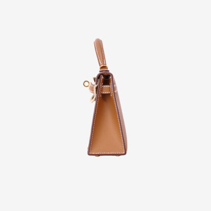 Hermès Mini Kelly 20 in Gold Epsom Leather with Gold Hardware side view