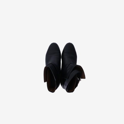 Hermès Neo Ankle Boots in Black Calfskin with Palladium-Plated Hardware (Size 38.5)
