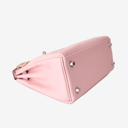 Hermès Kelly 25 in Rose Sakura Swift Leather with Palladium-Plated Hardware