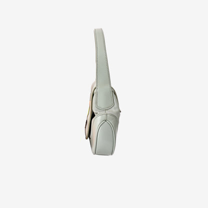 Gucci Jackie Flap Shoulder Bag in Light Green Canvas/Leather with Silver Hardware
