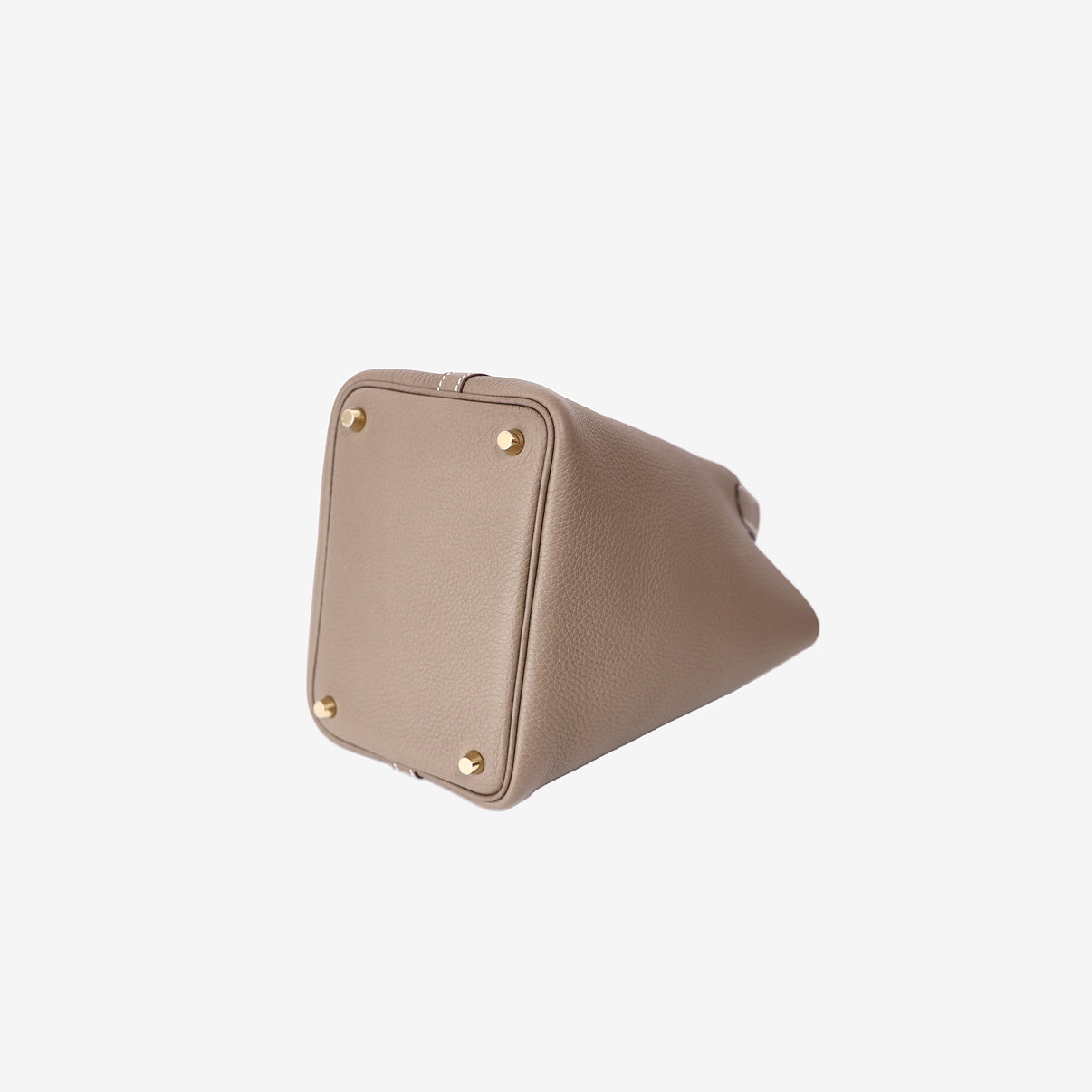 Hermès Picotin 18 in Étoupe Clemence Leather with Gold Hardware bottom side view