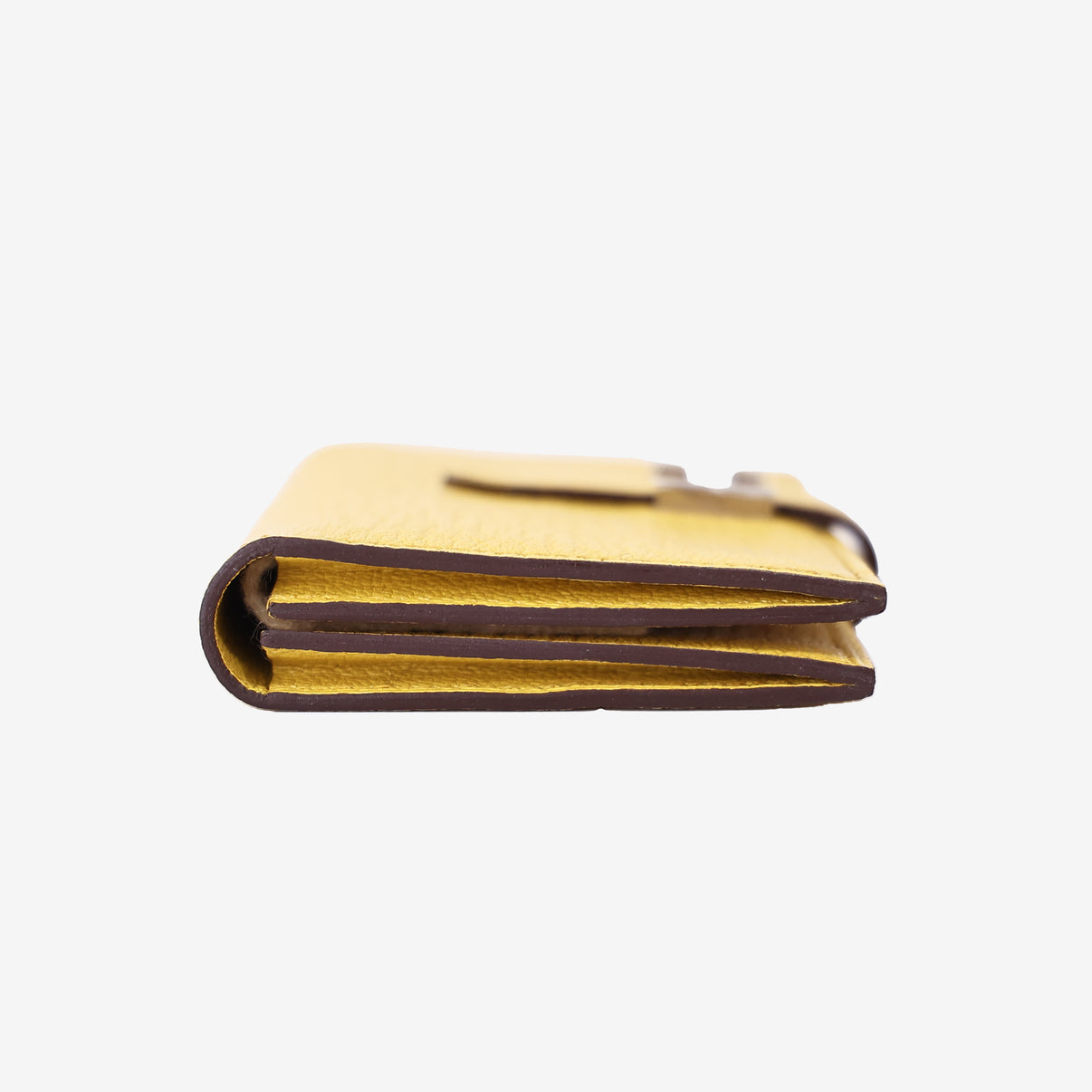 Hermès Bearn Mini Wallet in Jaune de Naples Leather with Palladium Hardware bottom side view