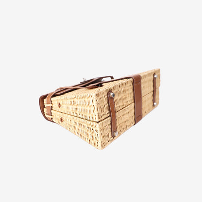 Hermès Kelly Picnic 35 in Osier Wicker and Fauve Barenia Leather with Palladium Hardware