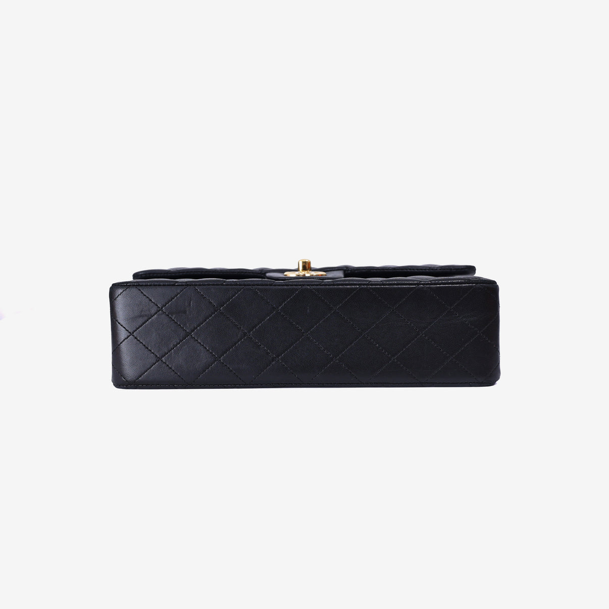 Chanel Vintage Classic Double Flap Medium Bag in Black Lambskin Leather with 24k Gold Hardware bottom view